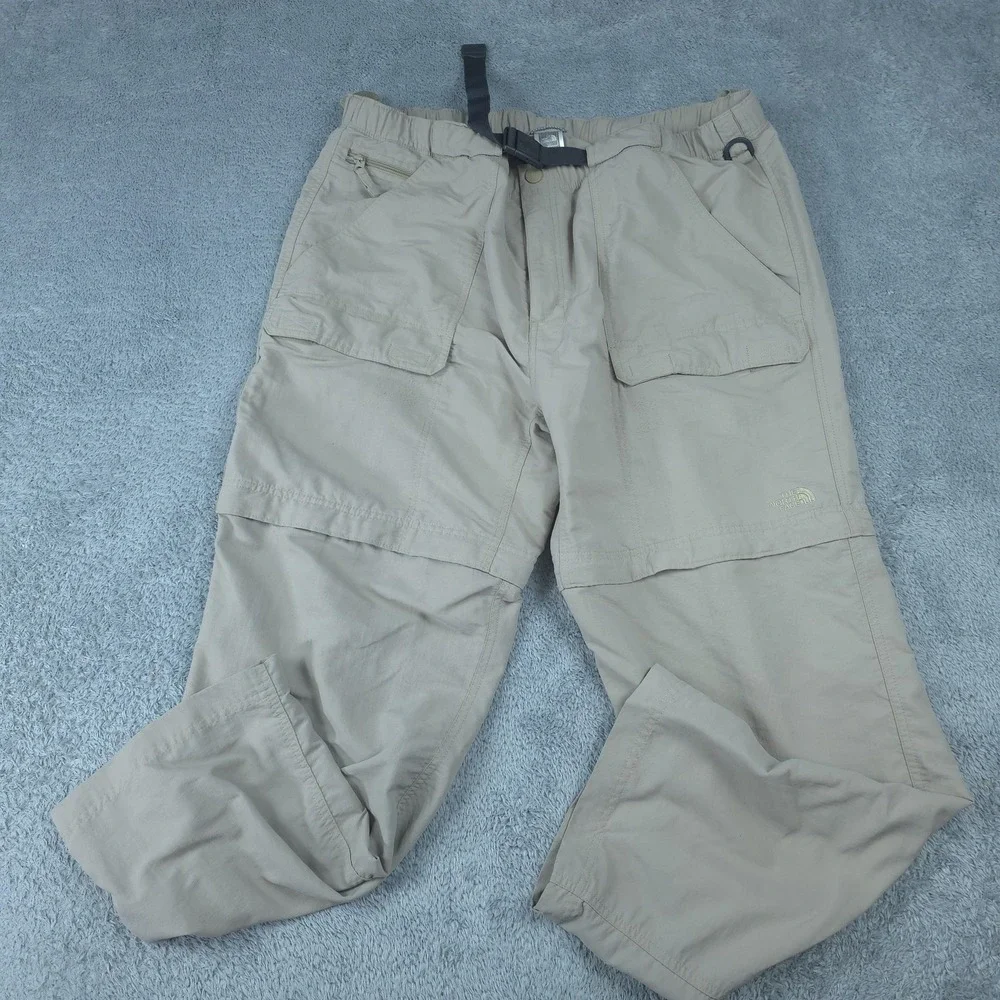 The North Face Convertible Pants Mens XL Short Beige Hiking Nylon Zip Off